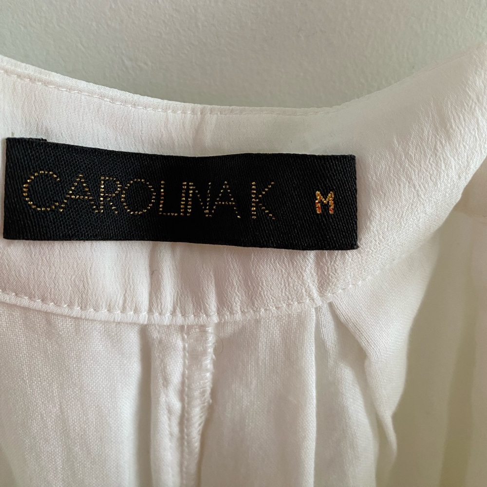 Carolina K White & Gold Silk Crepe Overalls - Picture 6 of 9